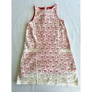 Ruby & Bloom Girls Red Cream Floral Lace Sleeveless Shift Dress Size 10